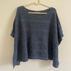 Sitka Semsch Blue Alpaca Blend Knit Poncho Sweater Size Medium